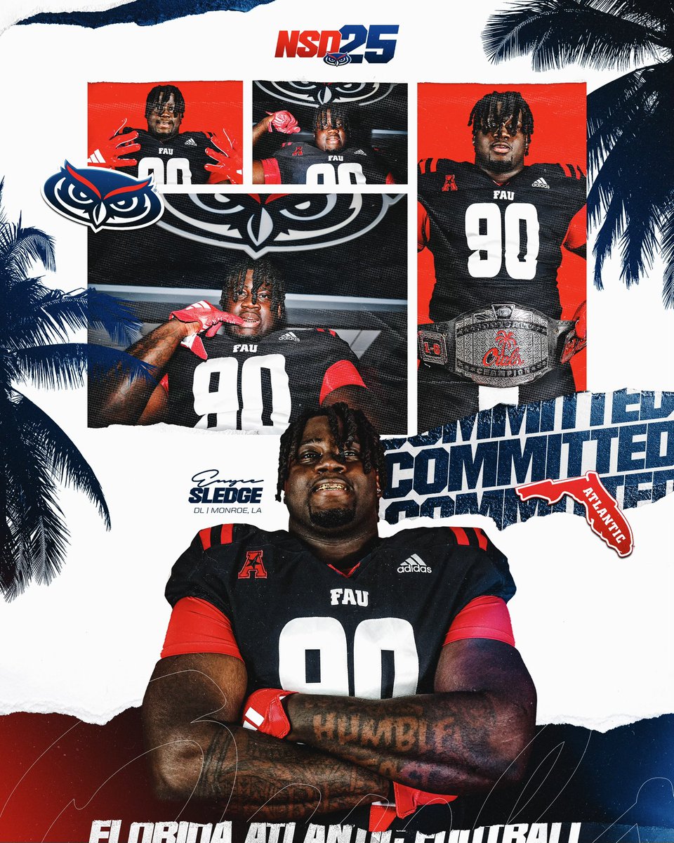 Enyce Sledge (@the_realape) on Twitter photo First off I want to say thankyou to all the schools who have recruited me Thankyou all for giving me a chance to have the opportunity to go back power 5 or group of 5 but I’m home <a href="/FAUFootball/">Florida Atlantic Football</a> <a href="/ZKittley/">Zach Kittley</a> <a href="/criscarter80/">Cris Carter</a>
From the Boot🐊 to Boca Raton🌴 First off I want to say thankyou to all the schools who have recruited me Thankyou all for giving me a chance to have the opportunity to go back power 5 or group of 5 but I’m home <a href="/FAUFootball/">Florida Atlantic Football</a> <a href="/ZKittley/">Zach Kittley</a> <a href="/criscarter80/">Cris Carter</a>
From the Boot🐊 to Boca Raton🌴