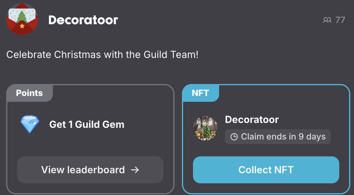 AirdropAlertAAD's tweet photo. 🎄Grab your exclusive X-Mas NFT from Mint Guild now! 🎁

Join the guild team in celebrating this festive season!

🎉 Secure your limited edition NFT today! 🚀
https://t.co/gYG4tm9DLO

🚧Claim ends in 9 days