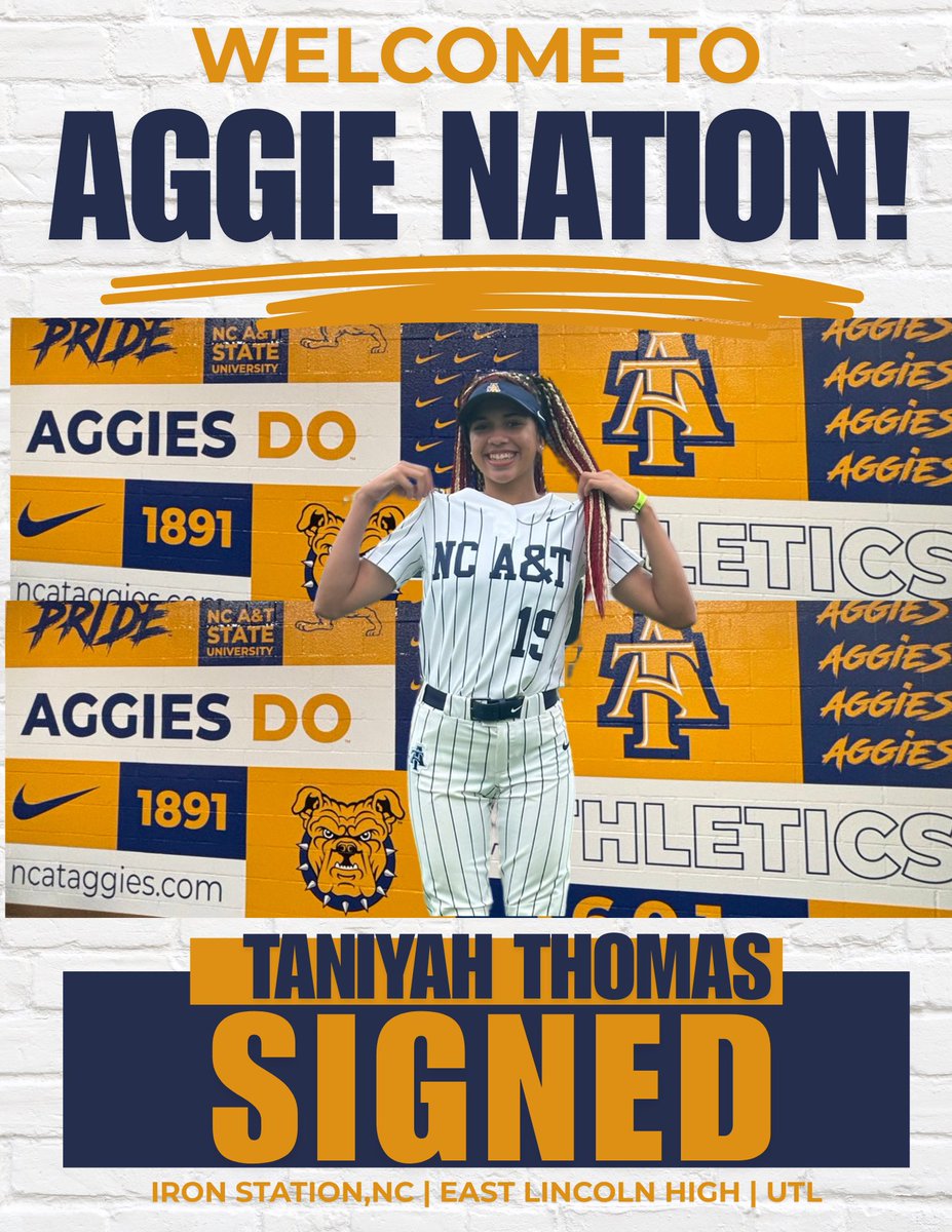 AGGIE NATION💙💛🥎💙💛

Join us in welcoming Ms.Taniyah Thomas (<a href="/Taniyah9914/">Taniyah Thomas</a>) to our Incoming 2025 Signee Class! #AggiePride 

Can I Get An AGGIE PRIDE?📣