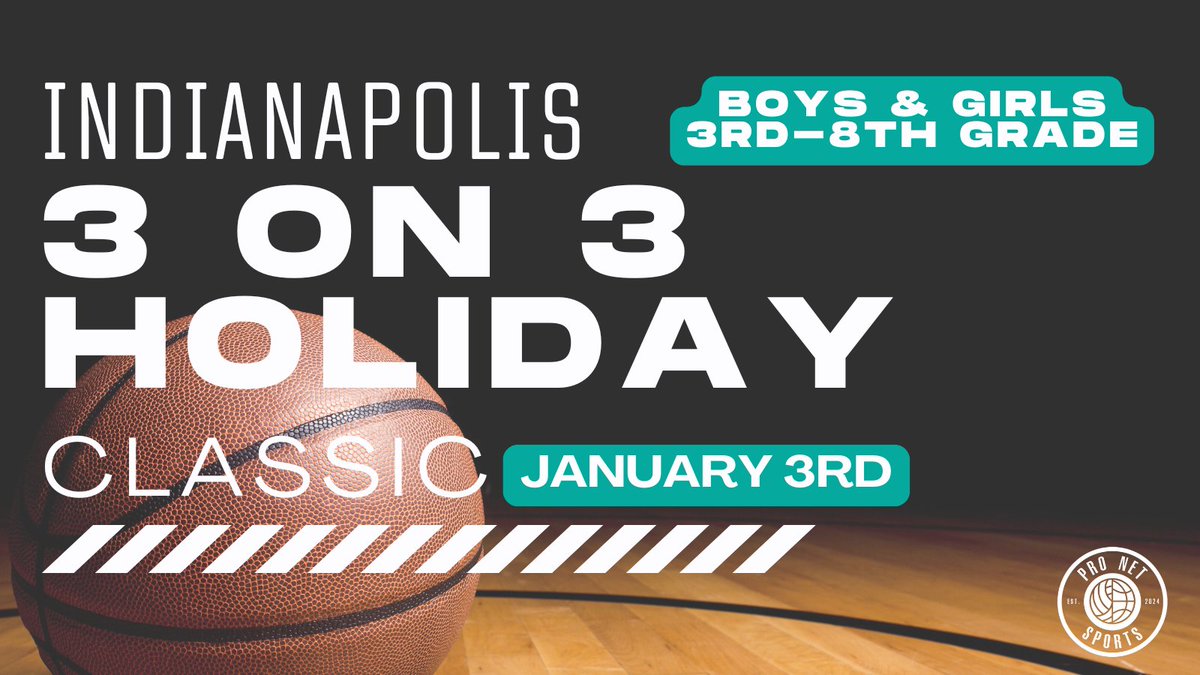 pronetfacility's tweet photo. Indianapolis 3-on-3 Holiday Classic 🏆
Boys and Girls Teams
3rd - 8th Grade 
January 3rd, 2025 

Register: https://t.co/6PnsJxrzOs https://t.co/qDosbhdrYQ