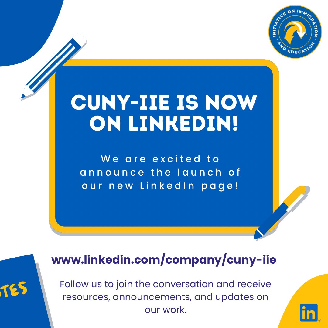 🚀 Exciting news! CUNY-IIE is now on LinkedIn! 🎉

👉 Follow us: linkedin.com/company/cuny-i…
✅ Join conversations
✅ Access resources
✅ Stay updated on research &amp; events

Let’s grow our network together! 🌟
#CUNYIIE #LinkedInLaunch
