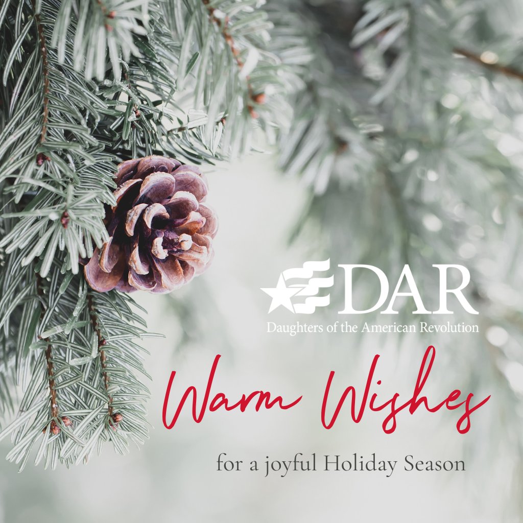 TodaysDAR's tweet photo. Warm Wishes &amp; Merry Christmas from the DAR!
To those gathering by the Christmas tree to open presents, beginning their Hanukkah celebrations this evening, or celebrating in other cherished ways—may the season bring peace, joy, and happiness to you and your loved ones. https://t.co/C5OwlbQ6DY