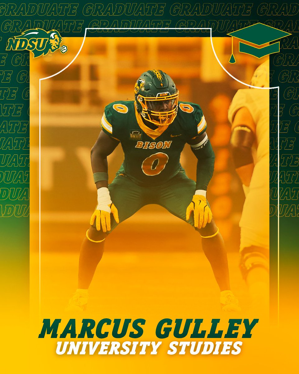 NDSUfootball's tweet photo. Congratulations to Marcus Gulley, graduating with a bachelor's degree in University Studies! https://t.co/a9rKSBvB0L