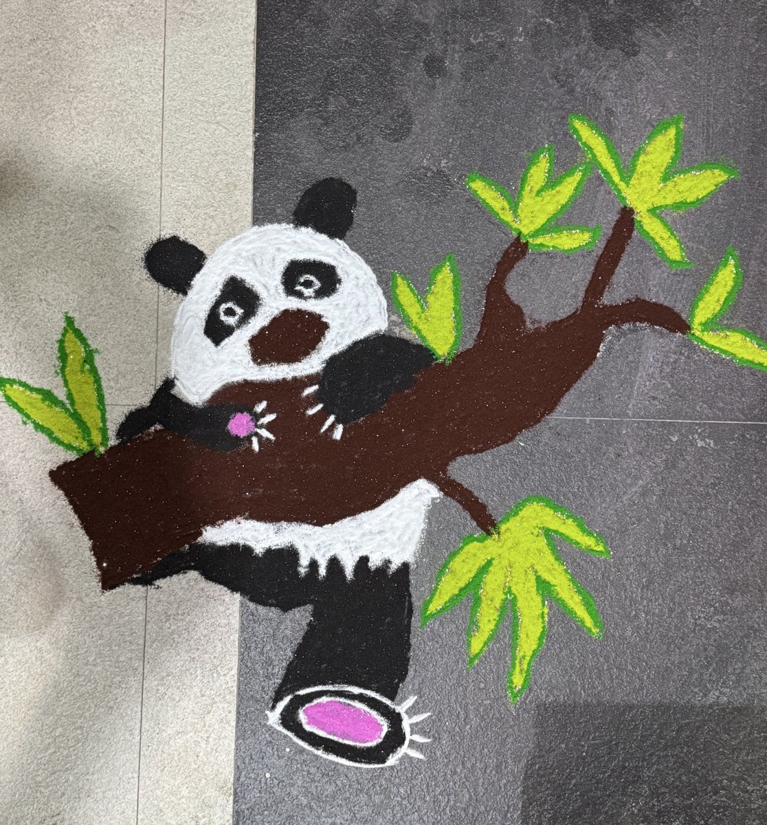 Cutest panda in colors! 🐼🌿 #RangoliArt #PandaLove