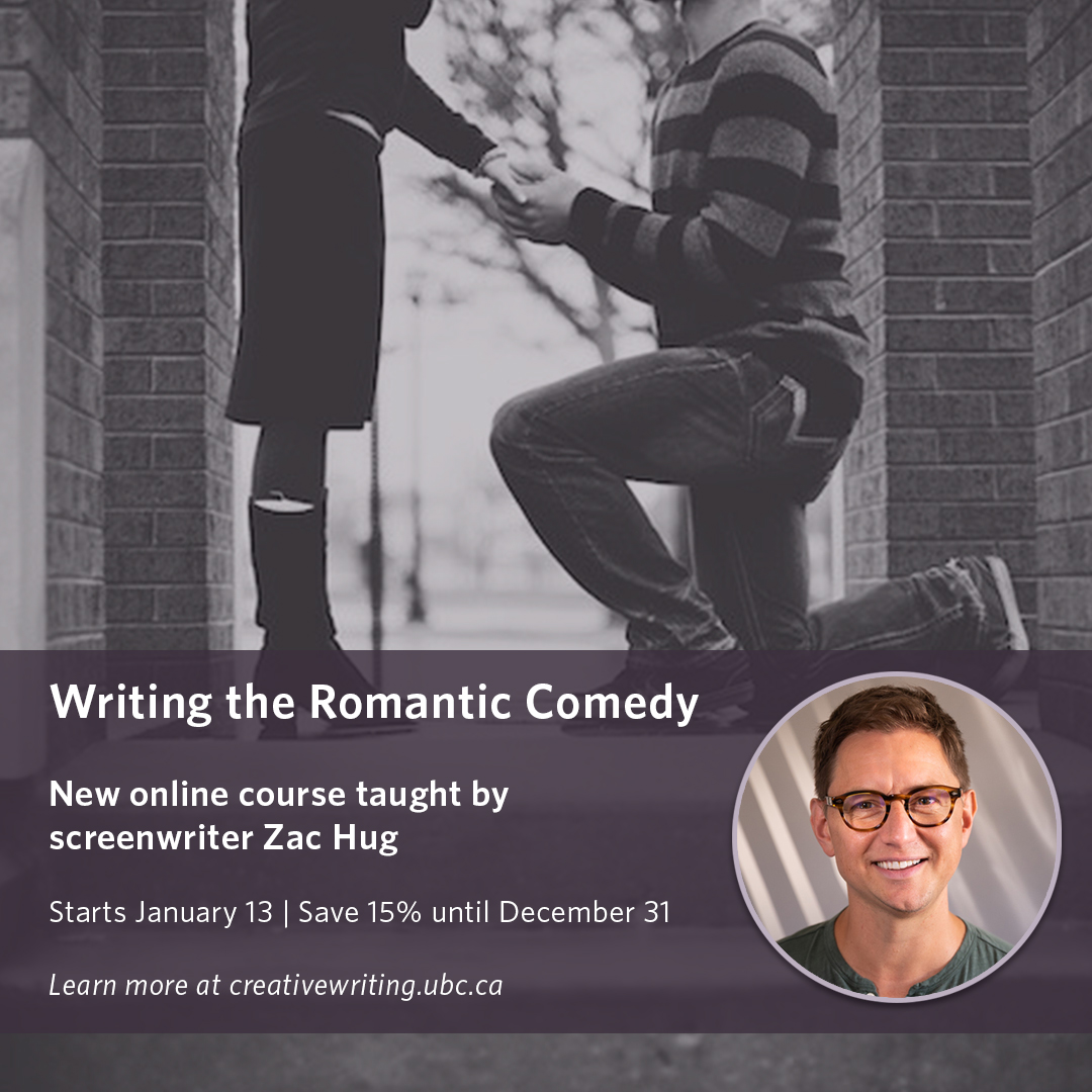 Time is ticking on the opportunity to receive a holiday discount on our new online courses in Writing the Romantic Comedy, taught by experienced screenwriter Zac Hug. Join us for the first course on JAN 13. Save 15% until DEC 31, 2024. Details: creativewriting.ubc.ca/continuing-edu…
<a href="/UBC_Arts/">UBC Faculty of Arts</a>
