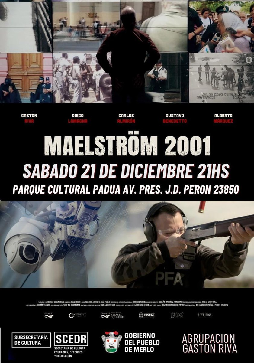 CONICET Documental (@conicetdoc) on Twitter photo Te invitamos a nuestra próxima proyección en Merlo, provincia de Buenos Aires! Parque Cultural Padua Av. Pres. J. D. Perón 23850. Sábado 21 de diciembre 9 pm. Los esperamos! <a href="/CONICETDialoga/">CONICET Dialoga</a> <a href="/MerloGob/">Merlo Municipalidad</a> #diciembre2001 #DerechosHumanos Te invitamos a nuestra próxima proyección en Merlo, provincia de Buenos Aires! Parque Cultural Padua Av. Pres. J. D. Perón 23850. Sábado 21 de diciembre 9 pm. Los esperamos! <a href="/CONICETDialoga/">CONICET Dialoga</a> <a href="/MerloGob/">Merlo Municipalidad</a> #diciembre2001 #DerechosHumanos