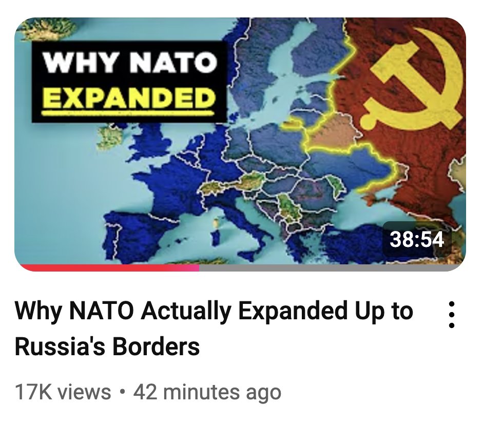 The fantastic YouTube channel RealLifeLore (7.6 million subscribers) just released the best video refuting the Russian propaganda lie about NATO expansion.

Go watch it, like it, comment on it, and share it.