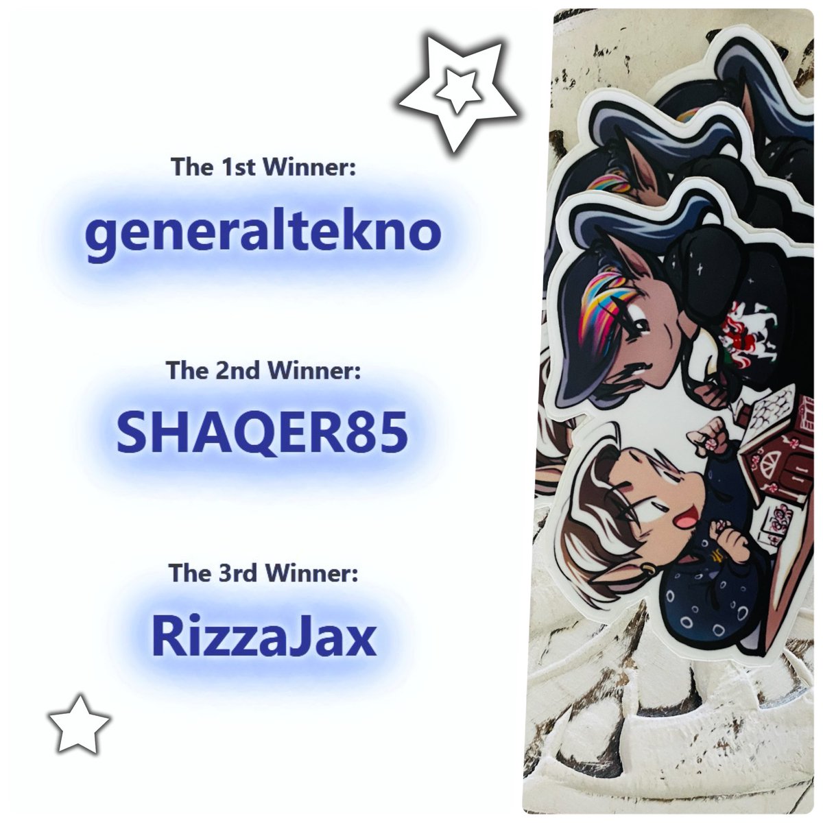 Congrats to this month’s Sticker Raffle Winners!