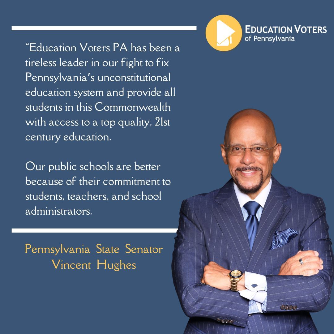 As Senator Vincent Hughes said, "Education Voters of PA has been a tireless leader in our fight to fix Pennsylvania’s unconstitutional education system." The work isn’t over—2025 is key. Stay engaged, sign up: buff.ly/3DmXq3E #PublicEducation #EducationVoters