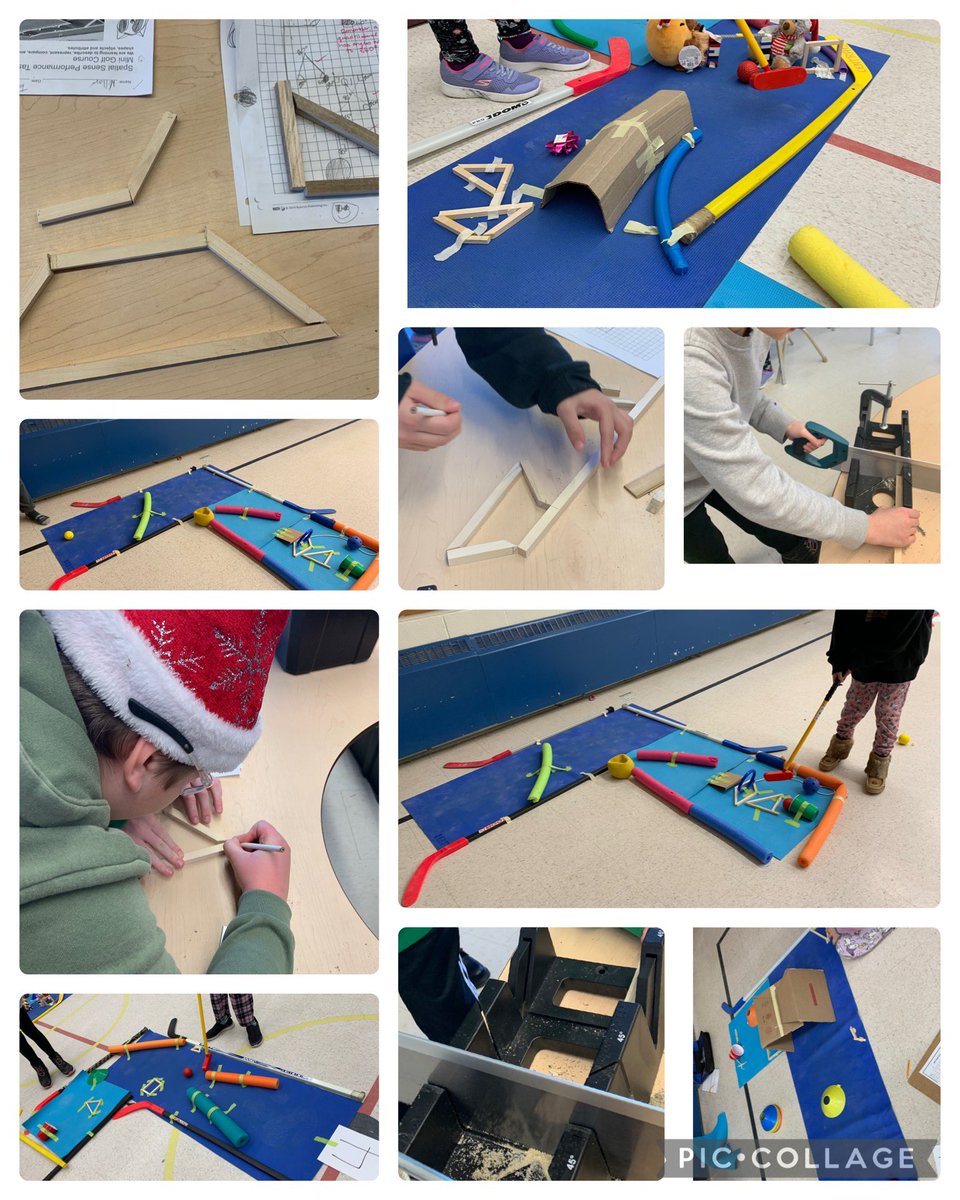 Students applied their understanding of triangles, quadrilaterals, and angle relationships to design and construct a mini golf course! Today we had a chance to test them out. Check out their hard work!