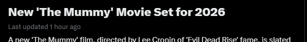 with peace and love who in gods name is asking for more mummy movies? wasnt there a mummy reboot like 2 years ago that like 6 people saw?