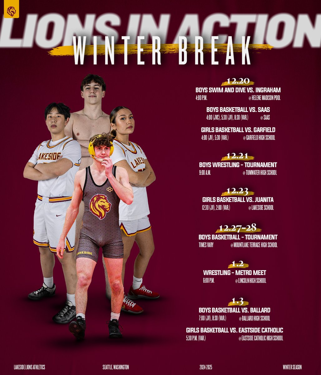 Catch your Lions in action over winter break!

#GOLIONS