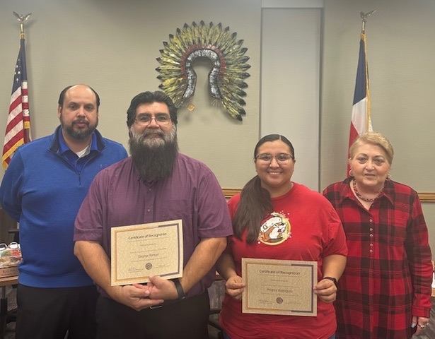 CrosbytonCISD's tweet image. George Rangel, Secondary Teacher, and Andrea Rodriguez, Secondary Teacher, were recognized at December 19, 2024 regular board meeting for their leadership. Thank you! #chieftainnation