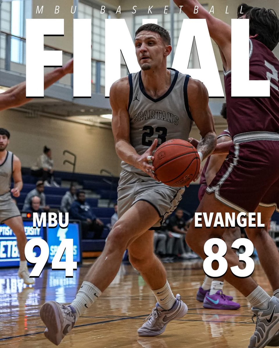 PaulPellis's tweet photo. @BrevenMcmullen goes 8/10 behind the arc for a game high 28 to lead @MBUBasketball to a non-con win over Evangel. Thai Elder had 27 in a strong performance! @NAIAHoopsReport https://t.co/XmopQAiGbp