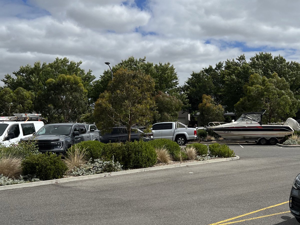 A bloke rocked up to under 10s soccer training with his boat and parked across 5 parks. This is ultimate big boy parking.