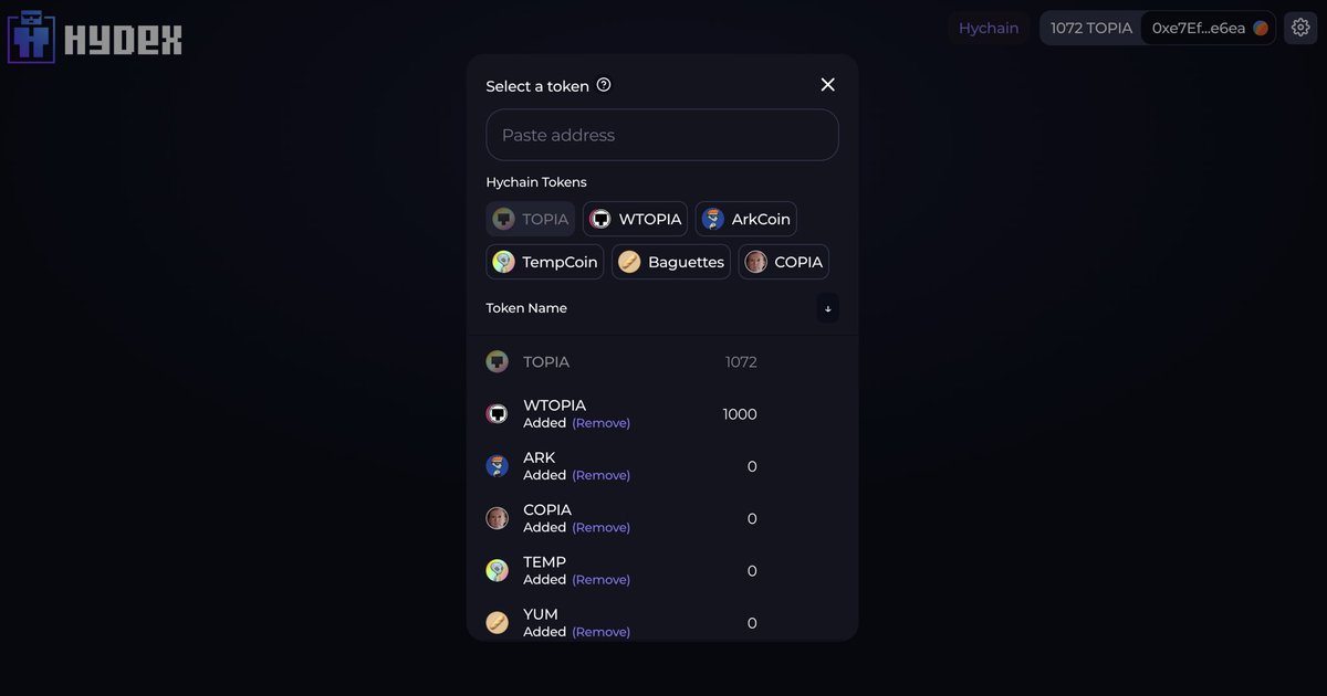 hytopiadex's tweet image. Meme coins have made their way to @HYCHAIN_GAMES !!

Hychain Tokens now can build value by creating pairs against $TOPIA 💰

Swap capabilities on Hychain now. ♻️♻️♻️

Once native assets from L1 are migrated to Hychain, there will be no reason to bridge from Hychain to ETH, you'll…