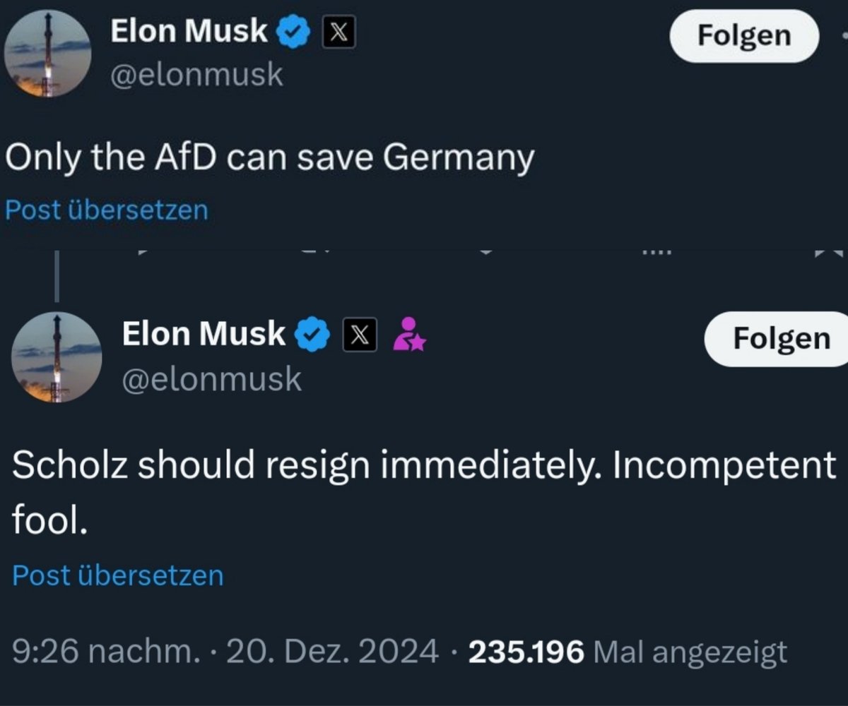 Sollte sich der Verdacht erhärten, dass der Täter von #Magdeburg Anhänger der #AfD ist, dürften diese Zweit Tweets die am schnellsten schlecht gealterten Tweets der Geschichte sein.
/PM