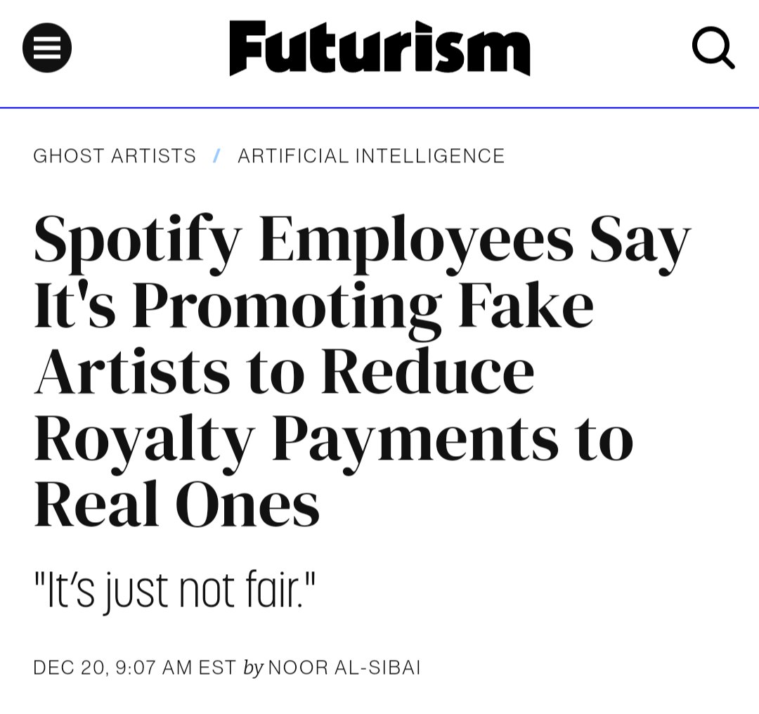 I haven't posted in a while, but I'm still out here.

And so is #Spotify

Seemingly ripping off artists once again, according to insiders.

Anyone surprised?