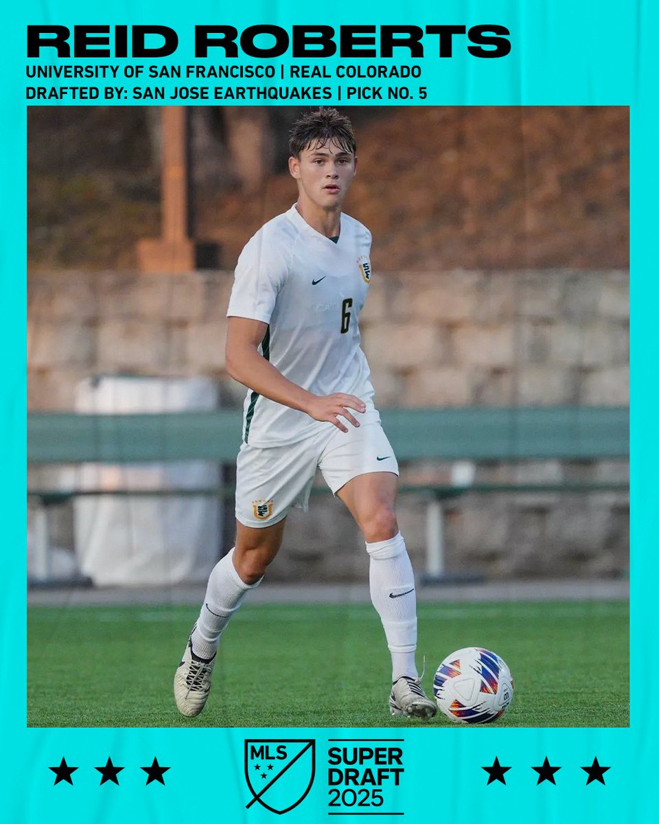 <a href="/ChicagoFire/">Chicago Fire FC</a> <a href="/SockersChicago/">Sockers FC Chicago</a> Stayin' in the Bay.

With the No. 5 overall pick in the 2025 MLS SuperDraft, the San Jose Earthquakes select Real Colorado alum Reid Roberts.

#MLSNEXT | #MLSSuperDraft