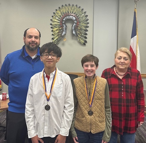 CrosbytonCISD's tweet image. Congratulations to Caiden Aguayo, 8th grade and Burke Gowens, 7th grade, who were recognized at December 19, 2024 regular board meeting for their leadership. #chieftainnation