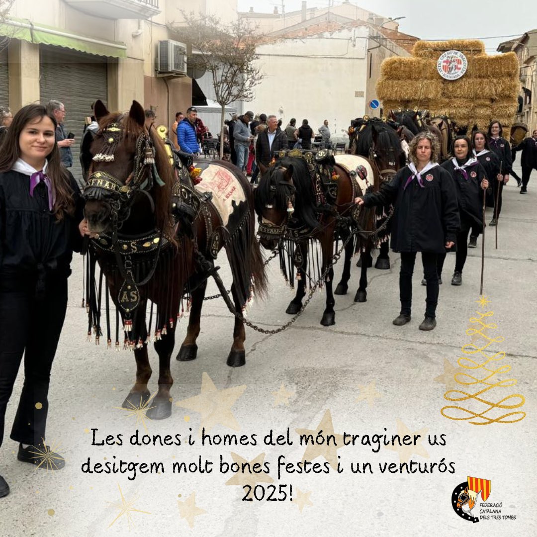 Federacio3tombs's tweet photo. Les dones i homes del món traginer us desitgem molt bones festes i un venturós
2025!
➖➖➖➖➖➖➖➖➖➖➖➖➖
#federaciotrestombs #3tombs #BonNadal #bonesFestes #FestesTradicionals
#moncultural #culturapopular
#federaciocatalanatrestombs https://t.co/FgfXaBONlW