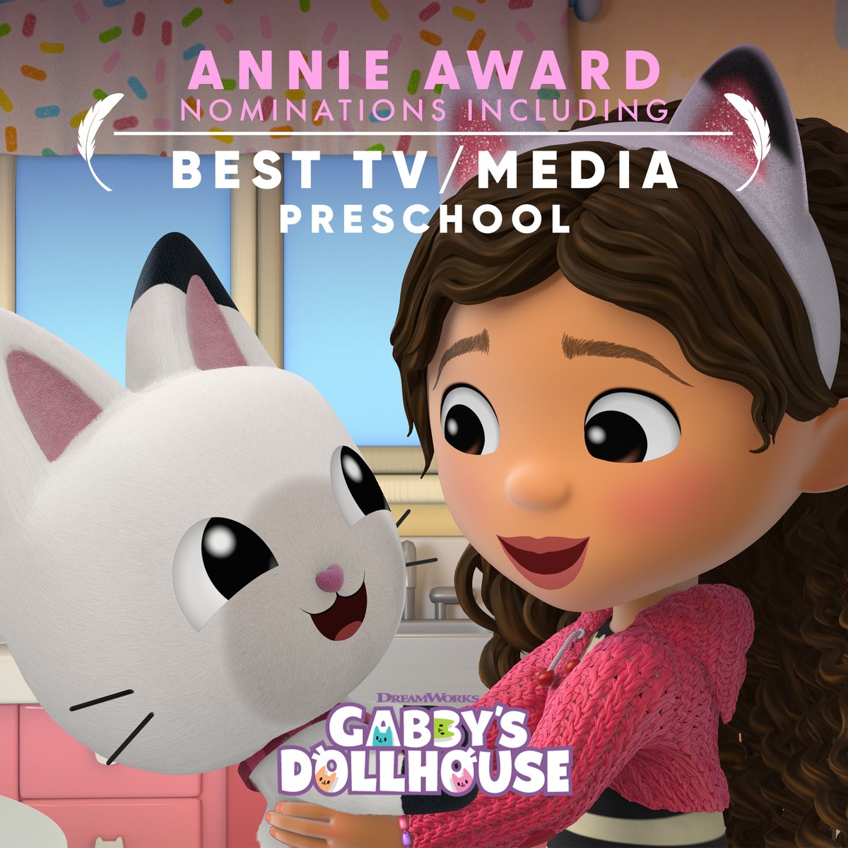Congratulations to the cast and crew of #GabbysDollhouse on their #AnnieAwards nomination for Best TV/Media – Preschool!