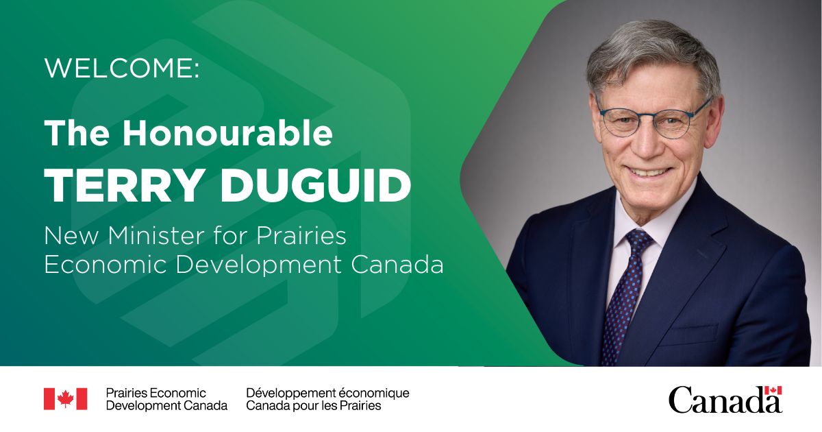 Join us in welcoming the Honourable Terry Duguid to PrairiesCan! We’re excited to serve Minister Duguid to continue advancing economic growth and achieving greater prosperity for more people across the Prairies.