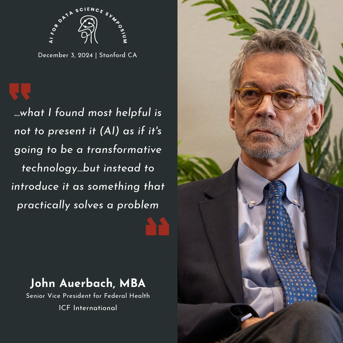 A big thank you to John Auerbach for sharing his wisdom at our inaugural Symposium on AI for Data Science, when we explored the transformative power of AI in public health! #AIfordatascience