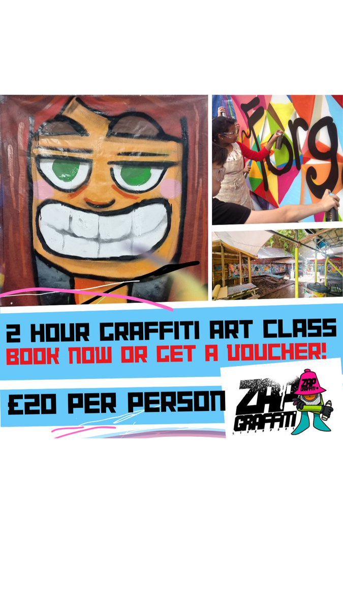 Get creative in our 2 hour Graffiti Art classes in Liverpool! Currently £20 a person..all ages above 6 are welcome! 

Book now or get a voucher
(Valid for 6 months!) 

zapgraffiti.co.uk/book-a-class