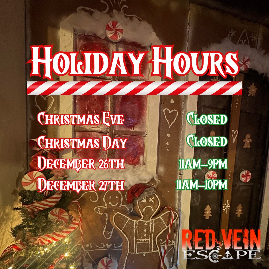 We are open regular hours this weekend! Next week we will have extended hours after Christmas for even MORE chances to play!