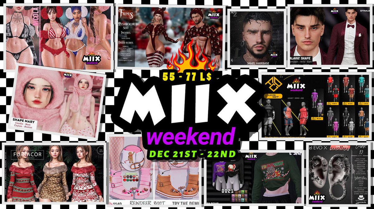 EventMiix's tweet photo. Hello Guys!!! 

♥ Miix Weekend - Round  - DEC 21st - 22nd

Click on the photo in the website gallery to get the URL of the items on sale in the promotion.

Full Gallery: https://t.co/9Xc0gdnCgZ

List here >> secondlife:///app/group/f6713096-c68b-be38-0435-51f617775ef6/about https://t.co/7ckTMZHTM9
