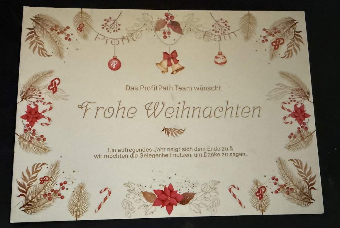 This year we sent all our <a href="/profitpathapp/">ProfitPath</a> customers a personalized Christmas card, it was a lot of work but very worth it. 🫡

Many of our community members were insanely happy and we just wanted to say thank you for this wonderful year. 🎄

Definitely something you can do with