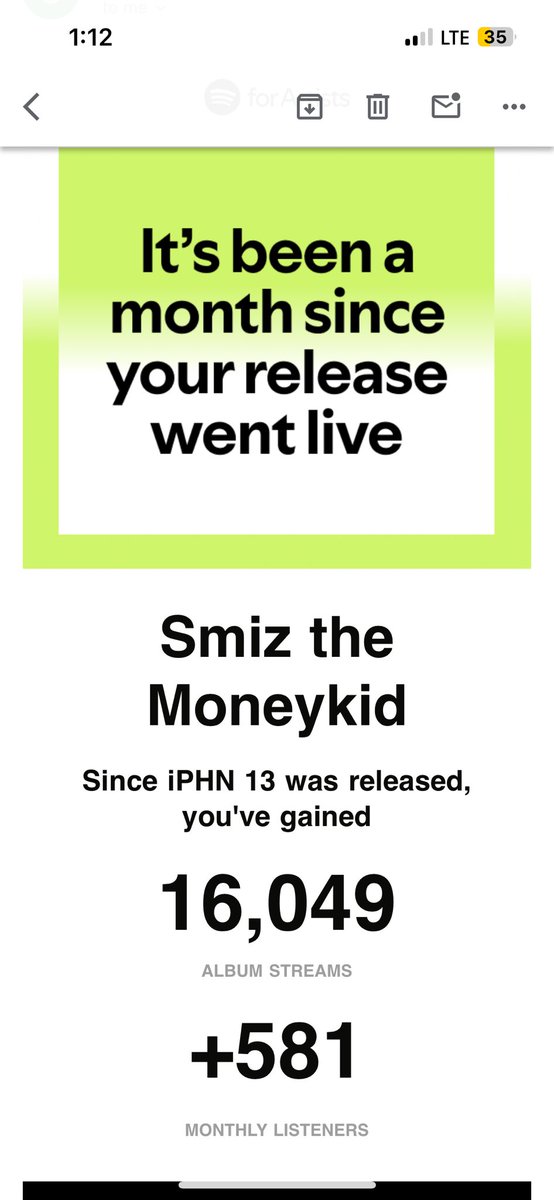 smizthemoneykid's tweet image. 16k+ streams on @Spotify for @iPhone13Album 💿 according to @spotifyartists …roughly 4k streams per week…that’s so gangsta to me 😂 👏 

…I appreciate all of the love and support 🙌 

…my name is @smizthemoneykid and #ImStreaming 
open.spotify.com/album/29VbO78A…