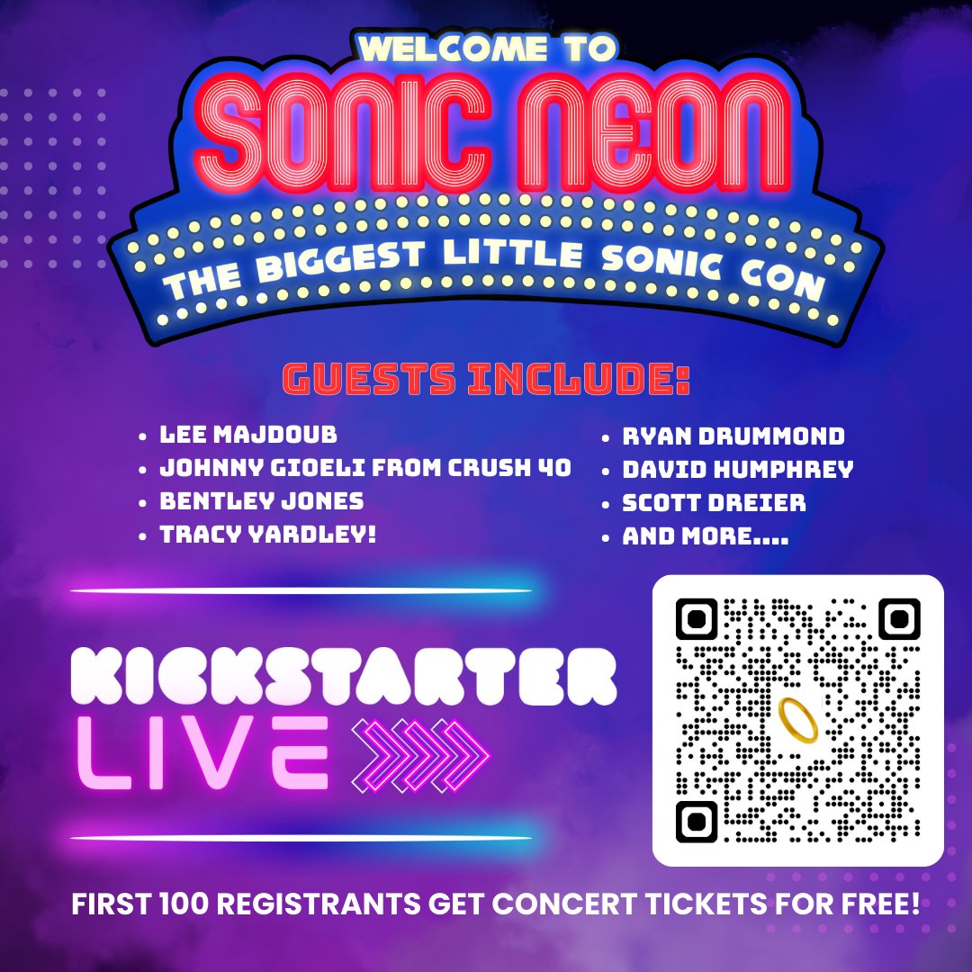 Our Kickstarter for SONIC NEON is officially LIVE!  Join us in making this epic event a reality by backing us today, and remember: the first 100 backers will receive FREE concert tickets as a thank you for your support! 

kickstarter.com/projects/blizz…