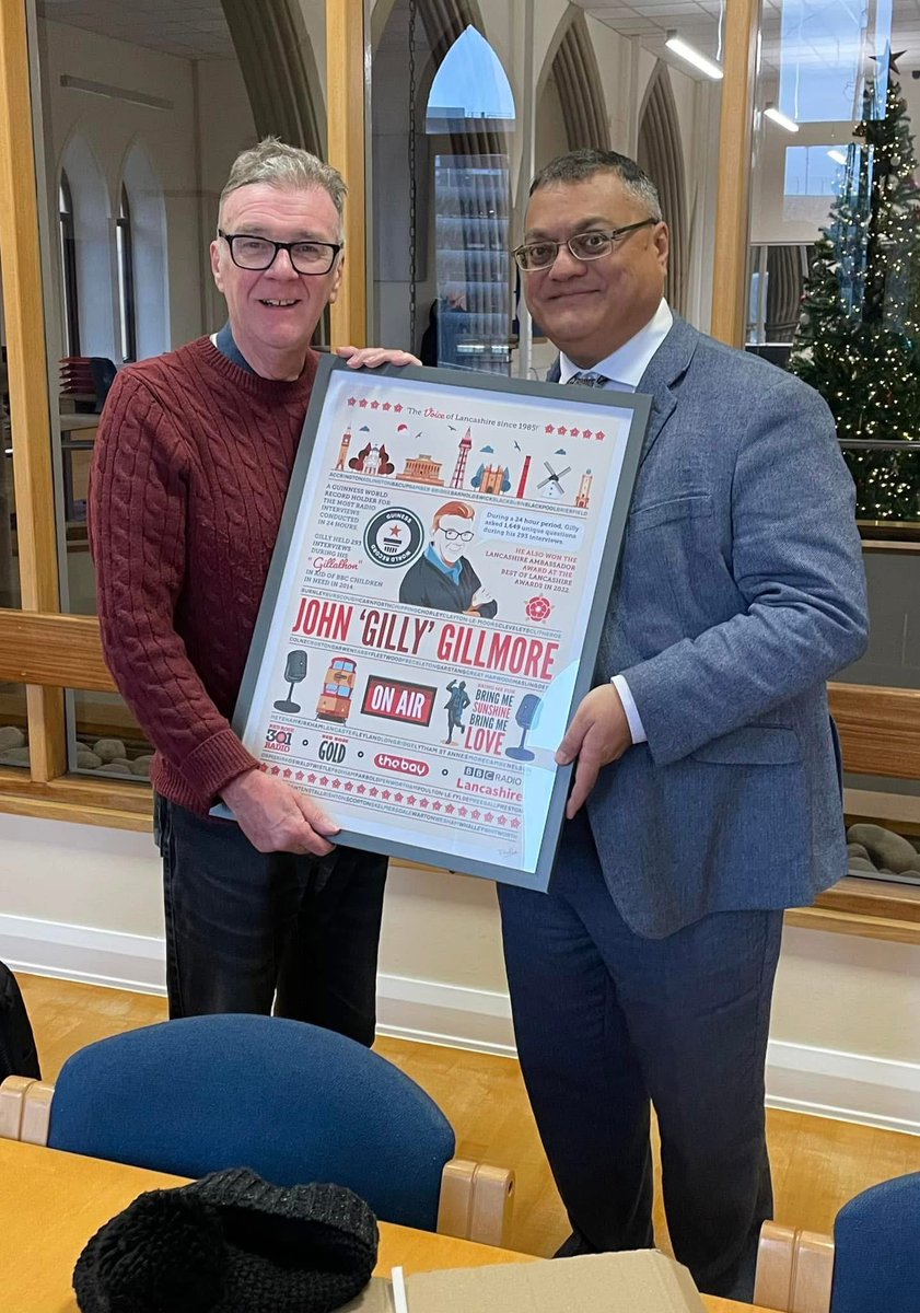 Gillylancs's tweet image. Thank you a very thoughtful Nilam Karia owner of @SectorSecurity2 now based at my former place of work Red Rose Radio He surprised me today with this commission by @DaveRobDesign for switching on the Christmas lights at the church A bit of collaboration with @StevenSaul #preston