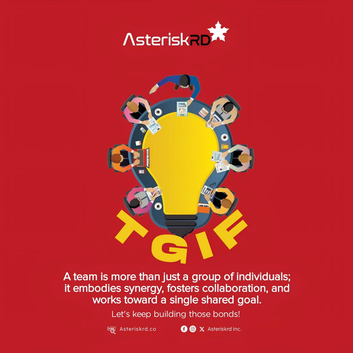 asteriskrdhub's tweet photo. TGIF! Remember, a team is more than just a group of individuals. It’s about synergy, collaboration, and shared goals. Let’s keep building those bonds! 🤝

 #TGIF #TeamworkMakesTheDreamWork #TeamDynamics https://t.co/lxK9J3vlvw