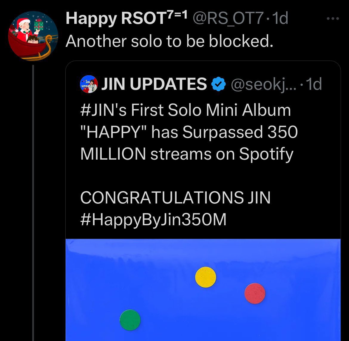 for_seokjin1992's tweet photo. What if..
these self claimed Army accounts with 7 in their profile tweet something like, “we love all 7 members, but since we can’t possibly post all their individual activities as they come out, you/we can follow and get update from these individual member focused fanbases to support the members’ music and individual various endeavors during this era of BTS chapter 2”. I am 100% sure that ARMY fandom would be much stronger, healthier, and bigger than current state of the fandom. 
But instead they are attacking especially SJ focused fbs while all these sj fanbases are doing is supporting and loving 🐹. Why, and for what are they attacking sj fbs? Isn’t it something antis do? So when they act like sj antis, who’s blocking who?
These shameless accounts are the ones who are doing harms to ARMY fandom, only causing unnecessary fanwars and division among the fans. Don’t fall for their noises, don’t let their noises be the voice of the fandom. Report and block them! 
@/yoonsmeowing @/RS_OT7 
And during this chapter 2 era and moving forward, 1+1+1+1+1+1+1=7, not 7=1, you will understand this equation if you watched BTS Dinner Party in 2022, if you can’t understand, watch it again, watch it  with all your hearts and some necessary intelligence.