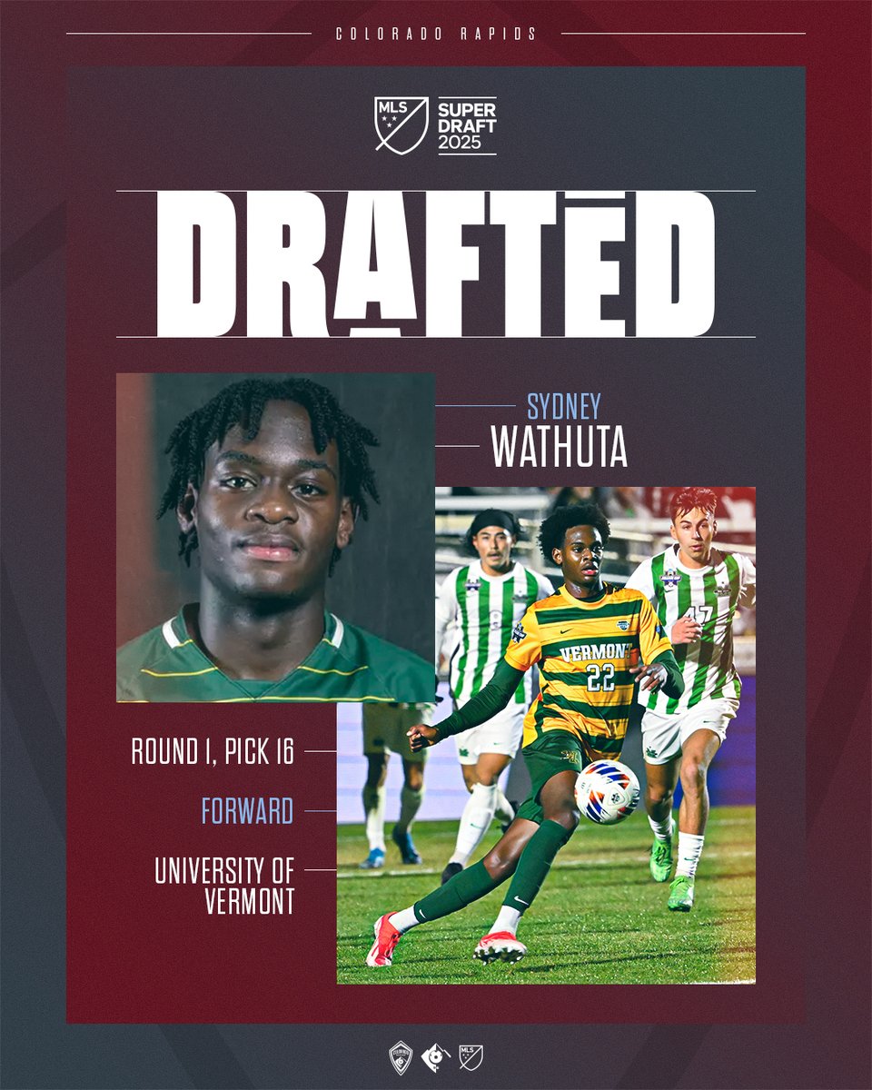 With the 16th overall pick, we've selected Sydney Wathuta from <a href="/UVMmsoccer/">UVM Men's Soccer</a>!

Welcome to the Rocky Mountains, Sydney 🏔️

#Rapids96 | #SuperDraft