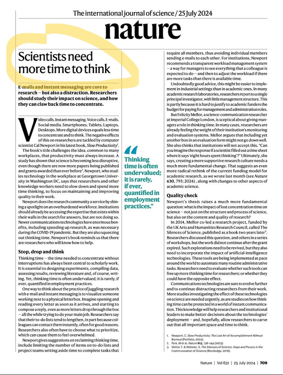 Una de las revistas científicas más prestigiosas llega a la misma conclusión que los sabios de antaño y descubre un mediterráneo: La formulación de nuevas ideas no se parece a una cadena de montaje industrial. Exige tiempo no productivo. Exige 'otium' en el sentido clásico
