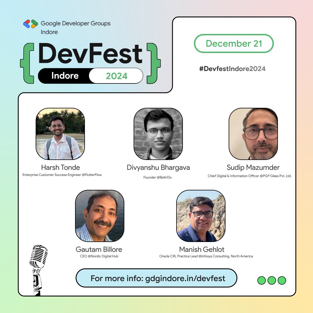 GDG_Indore's tweet photo. Track: Mobile + Product ๐ฑ๐ทApps to Action: From Idea to Production!Learn from top experts on turning ideas into impactful apps with actionable strategies.๐ท Sayaji Hotel, Indore #MobileDev #ProductInnovation #SpeakerLineup
@GDGIndia
@GoogleDevsIN https://t.co/kmO7FIcVvO