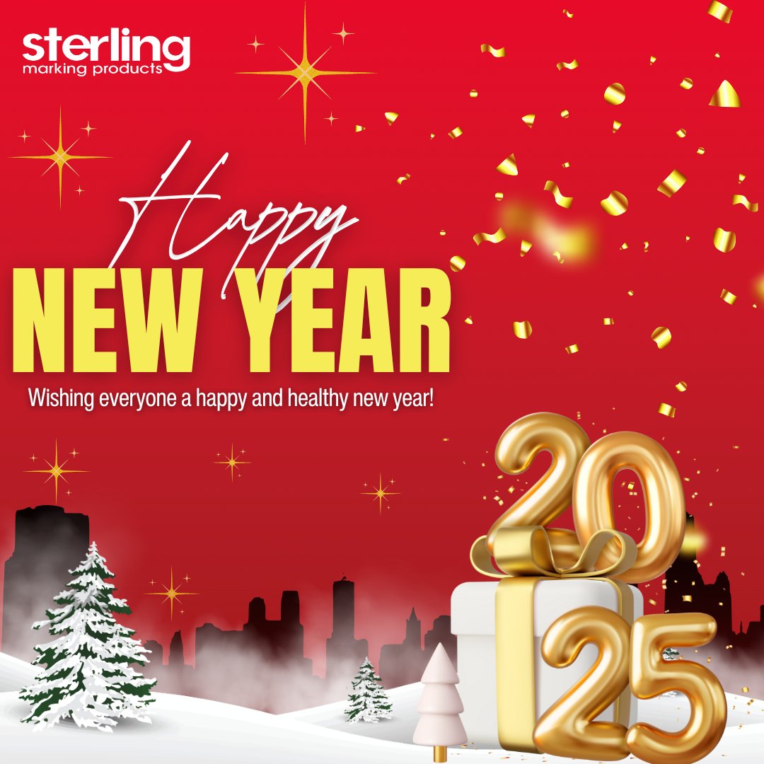 SterlingMarking's tweet photo. Happy New Year from all of us at Sterling Marking Products! ✨

Wishing you a joyful and healthy 2025. We can’t wait to see all the amazing things we’ll accomplish together this year!

#hydeparkbia #londonontario https://t.co/wURECCWscJ