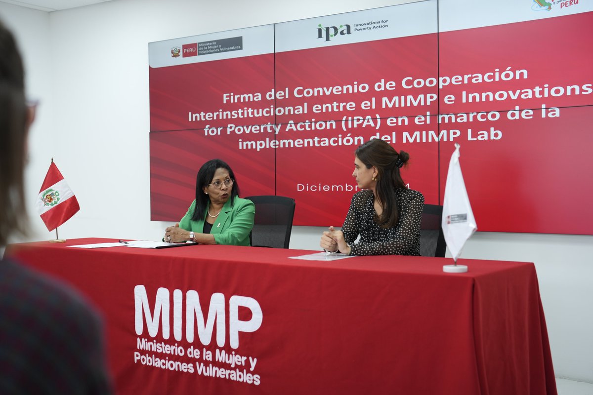 IPA_LAC's tweet photo. 🤝Así, IPA Perú se compromete a asesorar al @MimpPeru en el desarrollo de soluciones costo-efectivas y a fomentar una cultura de toma de decisiones informadas.
Conoce nuestros Laboratorios de Evidencia: https://t.co/OevjPHH9Bg
#IPAPeru #MIMPLab #innovacion
© Fotos por el MIMP https://t.co/hQqdDsR7W7