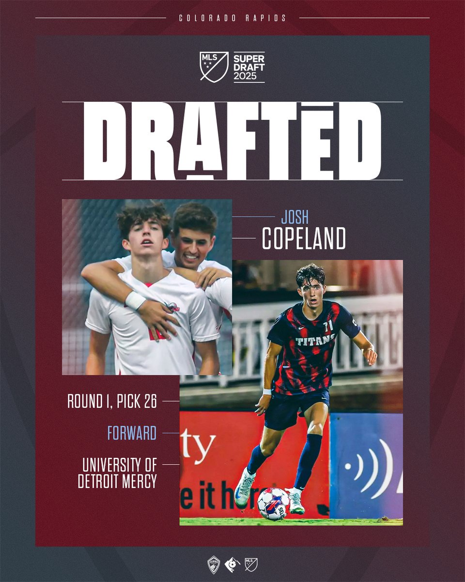 With the 26th overall pick, we've selected Josh Copeland from the <a href="/UDMSoccer/">Detroit Mercy Men’s Soccer</a>!

Welcome to Colorful Colorado, Josh 🏔️

#Rapids96 | #SuperDraft