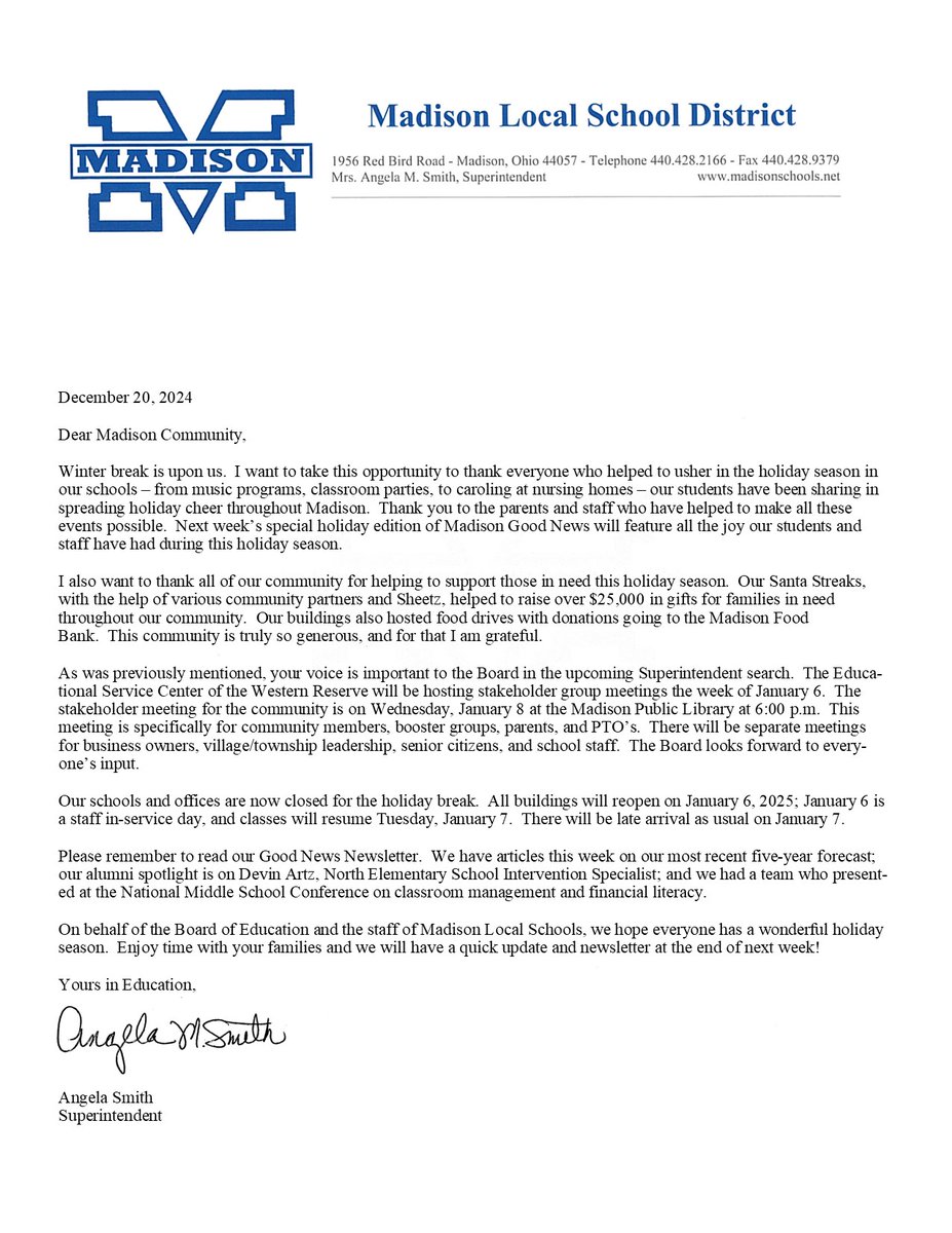 SuperASmith's tweet photo. Please see the latest community update.  Have a wonderful holiday season! We will have a quick update next week. #WeAreMadisonBlue #MadisonStrong! https://t.co/1eqnHq8eqi