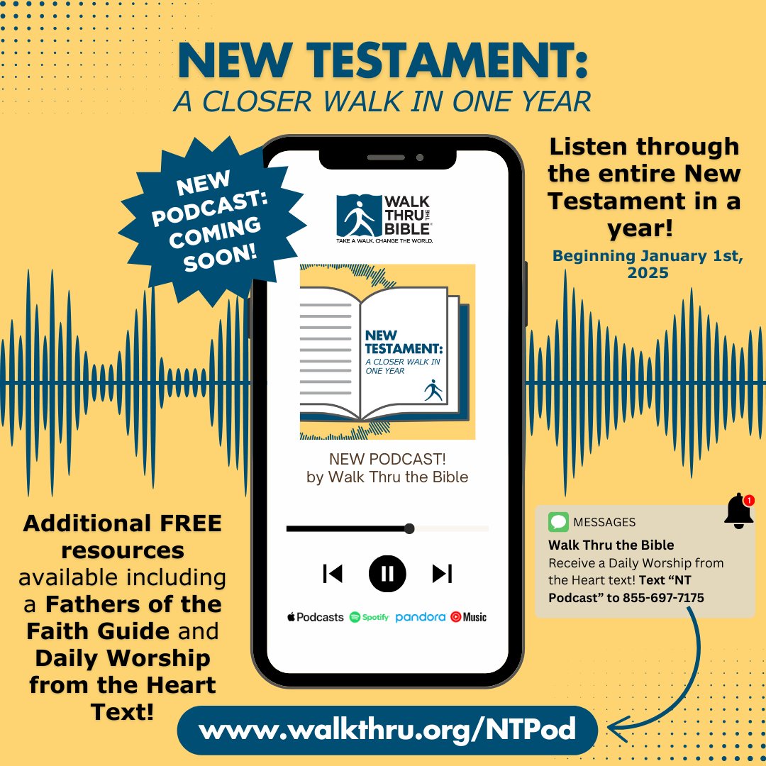 NEW PODCAST from Walk Thru the Bible: Coming January 1, 2025! walkthru.org/resources/free…
#newpodcast #newpodcastalert #podcast2025 #newpodcast2025 #HappyNewYear #newyearseve #NewYearsEve2025 #newtestament #newtestamentpodcast #closerwalk