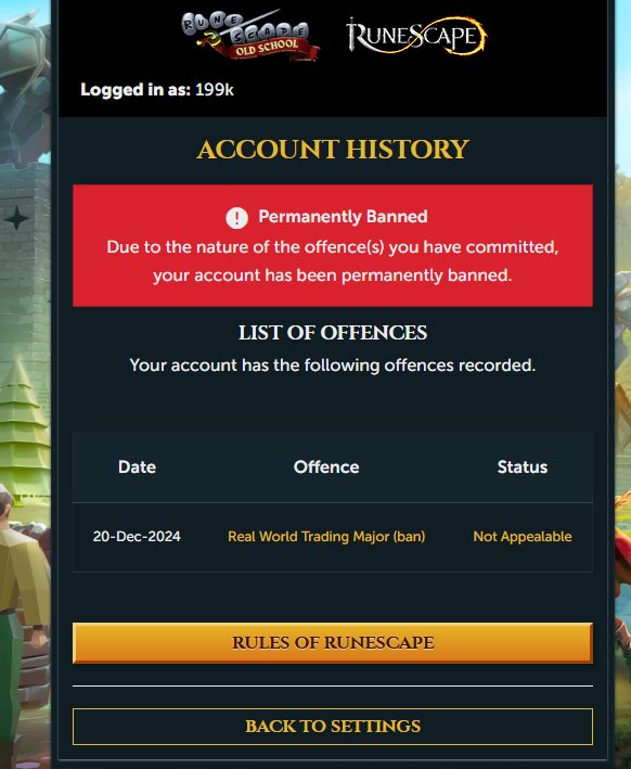 RedSeaRs's tweet photo. @JagexSupport @JagexAsh @JagexKieren @JagexLenny @JagexGee 
Dear Jagex and Customer Support,
I feel sorry and pain. I feel injustice to see my effort and months of grind be wasted like that my Ironman account got permanently banned for RWT. https://t.co/ky4Xv8ZErq