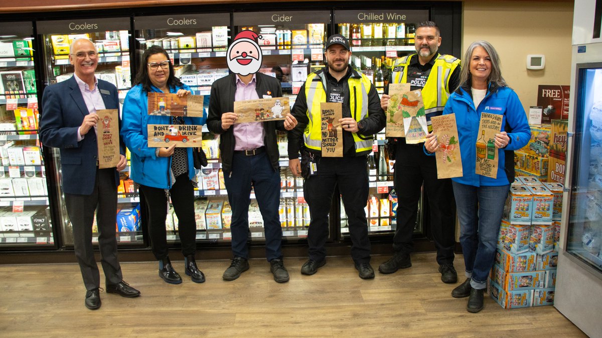 surreyps's tweet image. This holiday season, SPS is teaming up with @ICBC &amp;amp; participating liquor stores in Surrey to distribute Think of Me bags! These brown bags with illustrations by young students encourage drivers to plan ahead for a safe ride home. #GetHomeSafeBC @roadsafetyjo