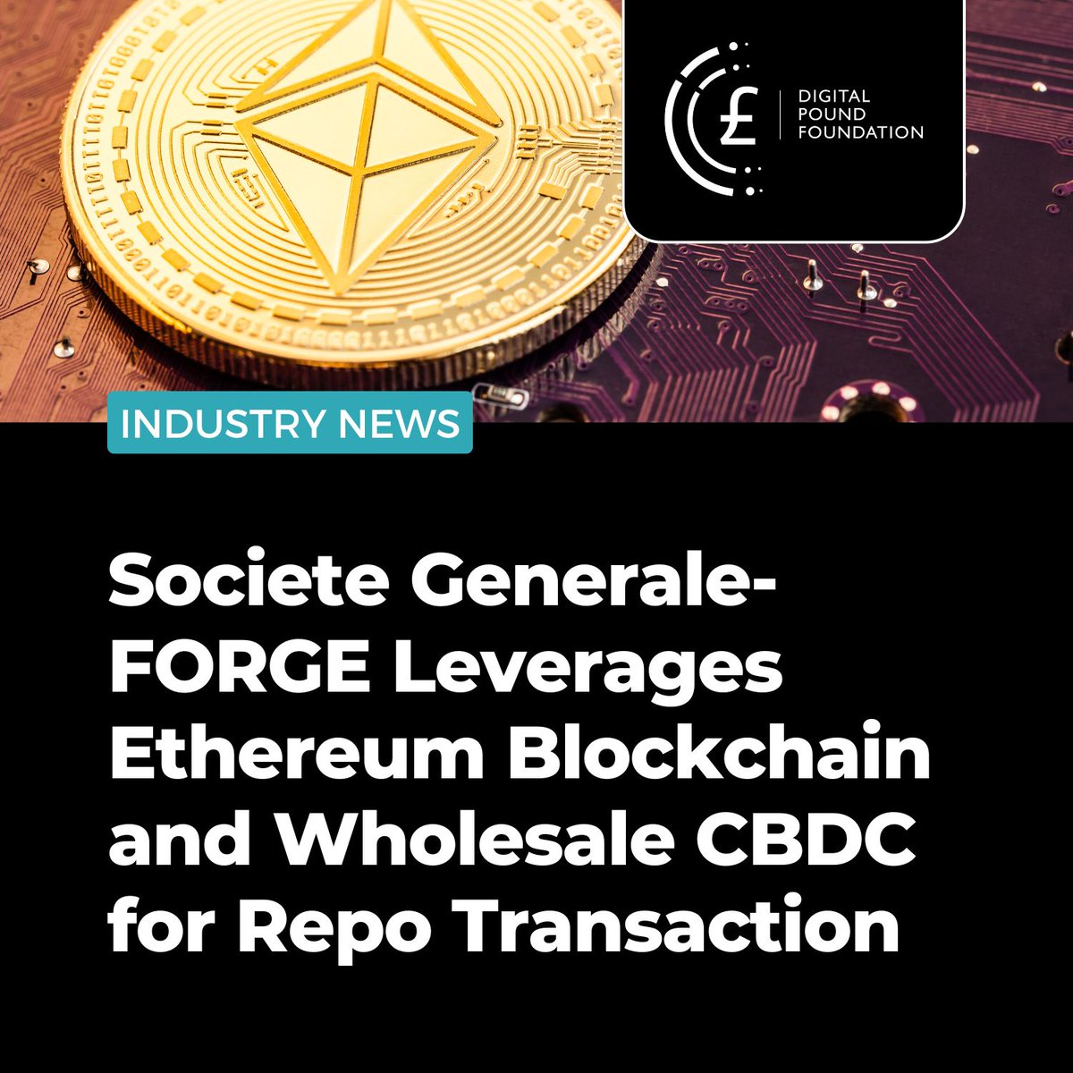 digitalpoundfdn's tweet photo. This week, Societe Generale-FORGE (SG-FORGE) executed a groundbreaking repo transaction using a wholesale central bank digital currency (#wCBDC) and a digital bond issued on the #Ethereum #blockchain.
This transaction, conducted with the Banque de France, highlights the growing role of blockchain technology in improving settlement efficiency and enabling future use cases such as intraday repo. The bond, originally issued in 2020 on Ethereum, continues to demonstrate the potential of distributed ledger technology (#DLT) in financial markets.
SG-FORGE has consistently led blockchain innovation, from issuing the first bond on Ethereum in 2019 to facilitating digital bond issuances for the European Investment Bank (EIB). It was also the first European institution to issue a #stablecoin (#EURCV) and explore #DeFi lending with #MakerDAO.
This latest milestone reinforces Ethereum’s relevance in institutional finance and SG-FORGE's pioneering role in #digitalassets and blockchain-driven financial solutions.
Read the full article 👉 https://t.co/nY1y7GiBaV
...
#FinTech #Cryptocurrency #Cryptoassets #CBDC #DigitalCurrency | @SocieteGenerale