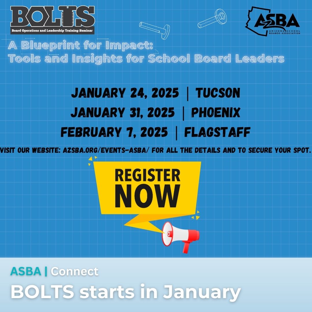 🏫✨ BOLTS starts this January!

Gain leadership tools, insights &amp; confidence with Board Operations &amp; Leadership Training Seminars 💡
✅ For school boards &amp; superintendents
✅ ASAP track for admin assistants

Click this link to learn more: ow.ly/WExn50UtAEy