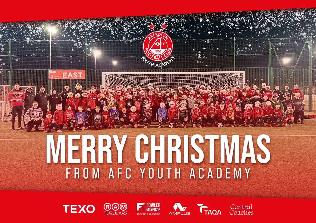 AberdeenFCYouth's tweet photo. On behalf of all the players and staff at Aberdeen FC Youth Academy, we wish you all a Very Merry Christmas!

#StandFree 🔴 https://t.co/C3k5US72Lk